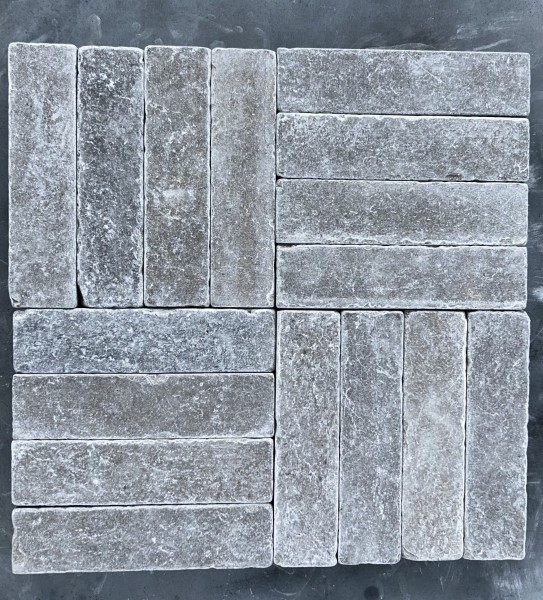 9-Old Sinai Pearl Grey Acid Washed Surface,Tumbled Edge SlimSetts Sample 200x50x40mm