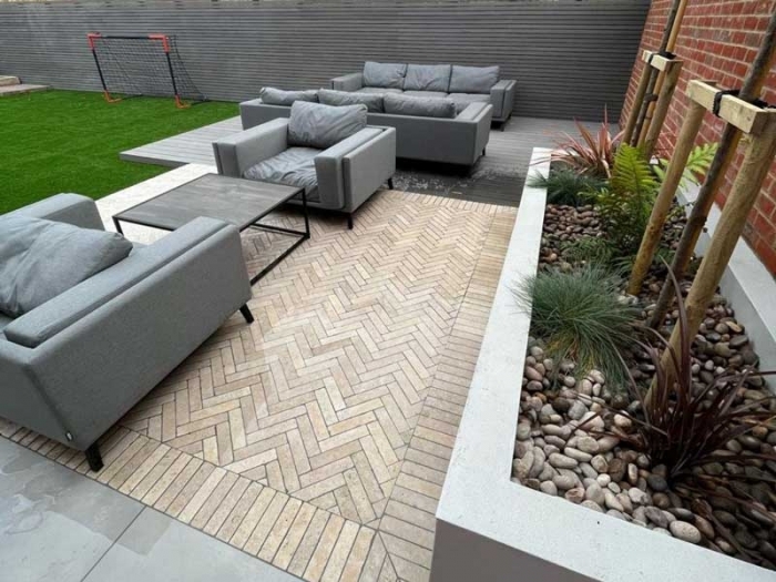 stylish multi zoned garden in Hampshire created by Wellingtonia Landscaping